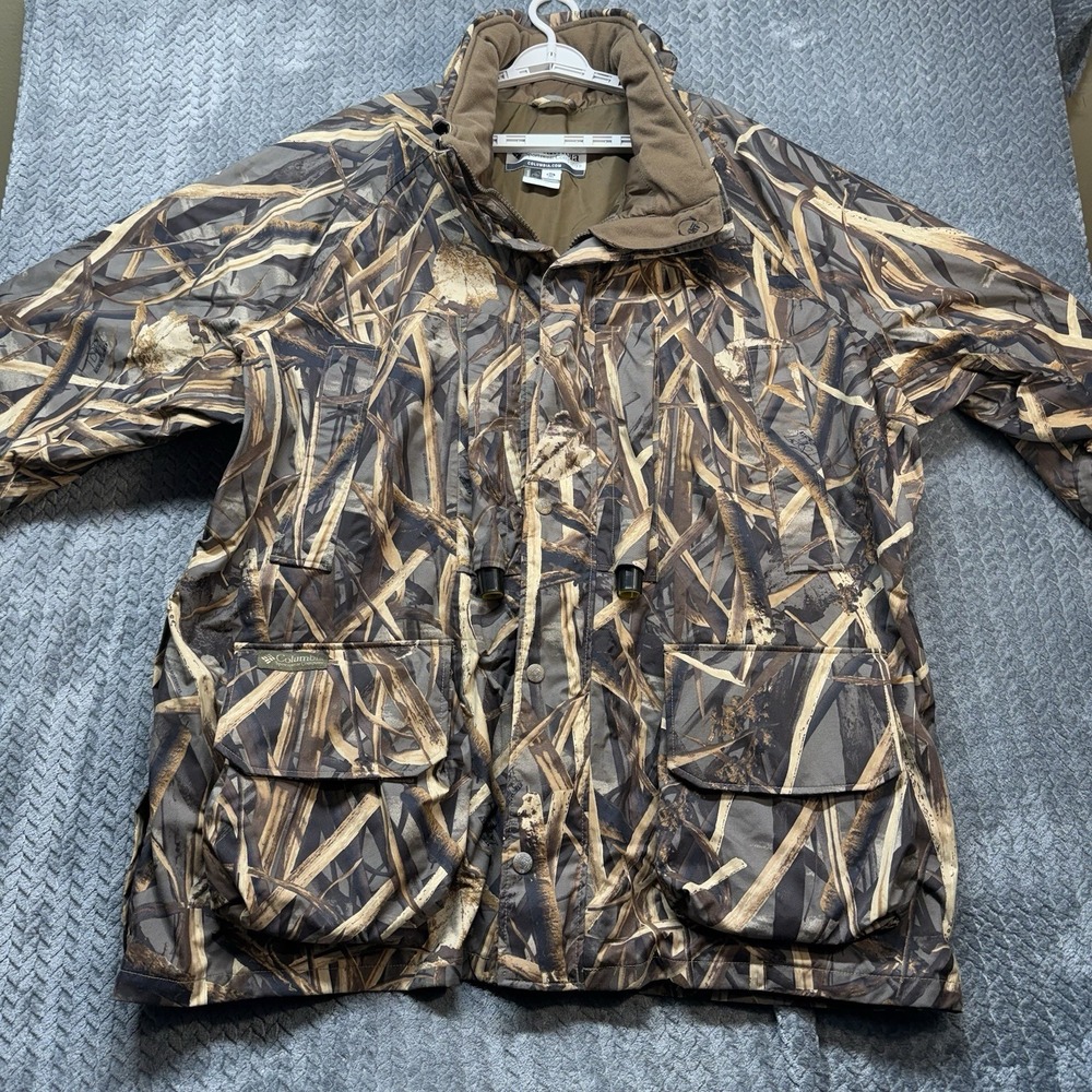 Columbia Omni-Tech Duck Camo Hunting Parka Men's 3XL Duck Call Holders No Hood